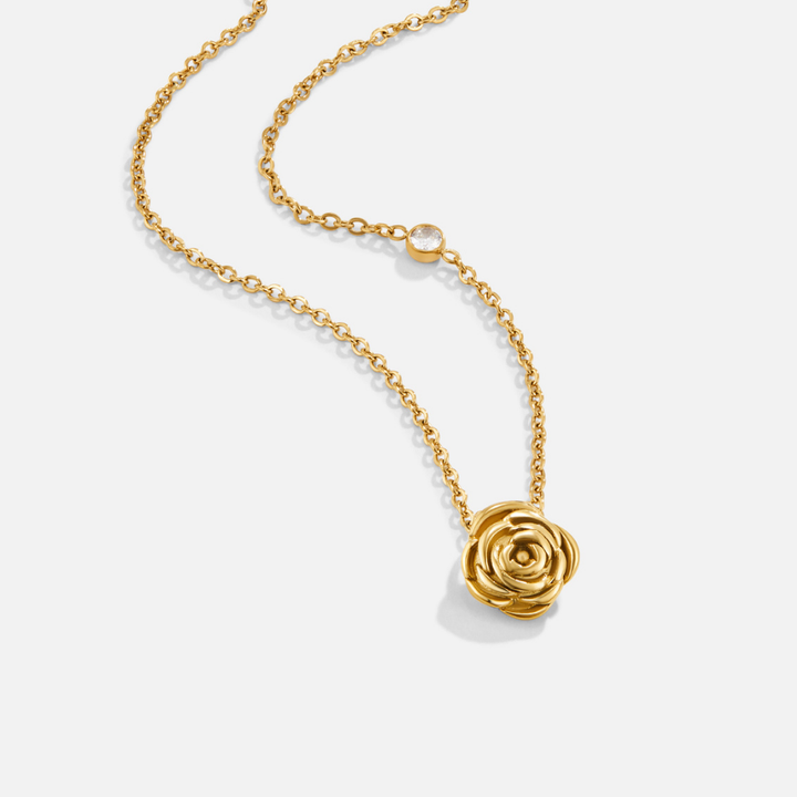 Gold Rose Pendant Necklace