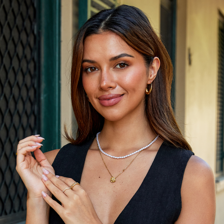 Gold Rose Pendant Necklace