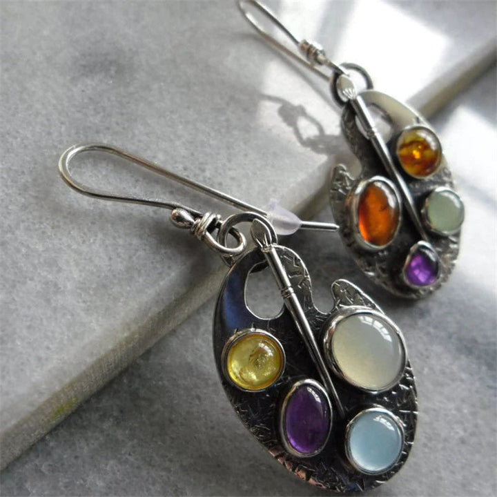 Multicoloured Stone Vintage Earrings