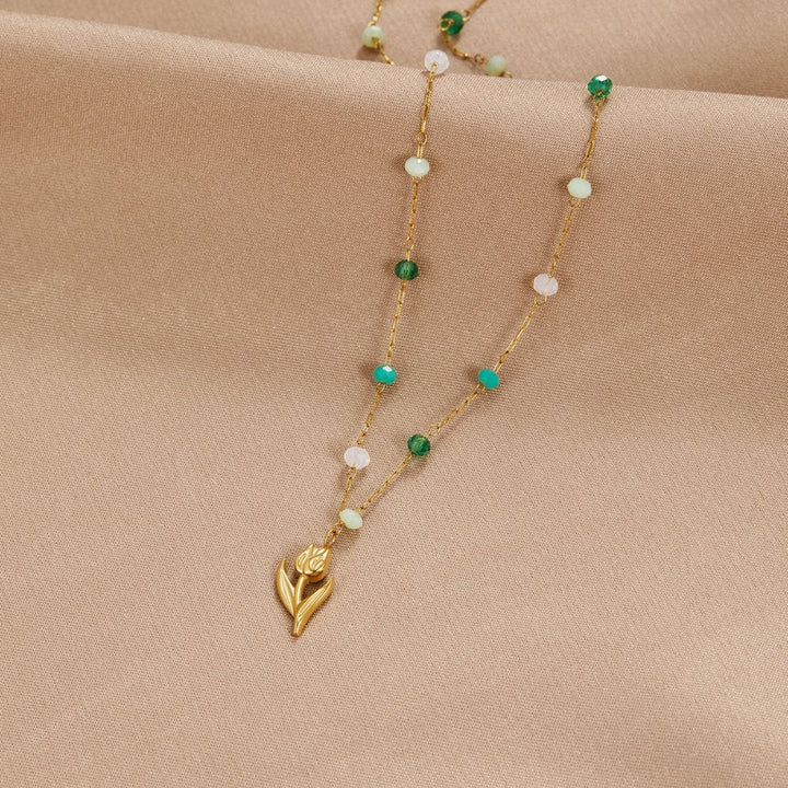 Golden Tulip Pearl Necklace