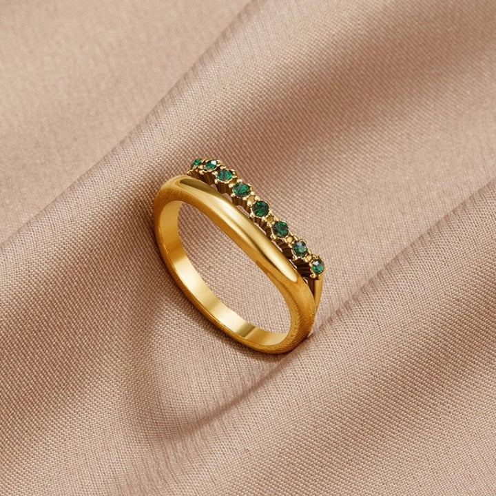 Celia - Layered Ring in Emerald Green