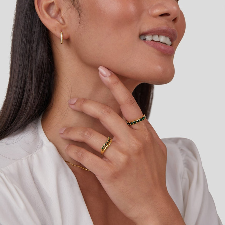 Celia - Layered Ring in Emerald Green
