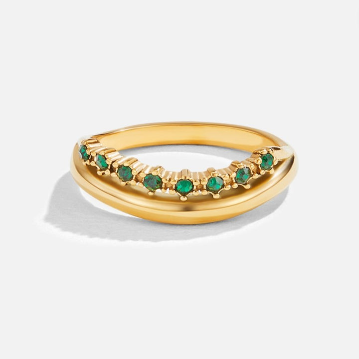 Celia - Layered Ring in Emerald Green