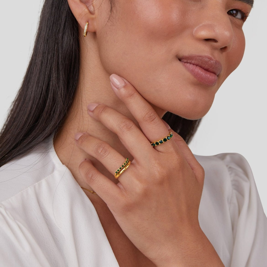 Celia - Layered Ring in Emerald Green